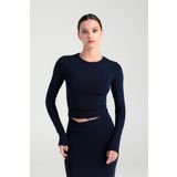 SHEISMONO Soft Touch Yuvarlak Yaka Bluz Lacivert
