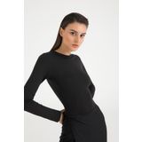 SHEISMONO Soft Touch Yuvarlak Yaka Bluz Siyah (Siyah/L)