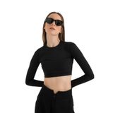 SHEISMONO Soft Touch Yuvarlak Yaka Kısa Bluz Siyah (Siyah/M)
