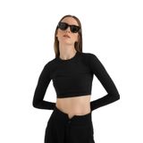 SHEISMONO Soft Touch Yuvarlak Yaka Kısa Bluz Siyah (Siyah/S)