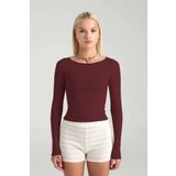 SHEISMONO Ultra Soft Kayık Yaka Bluz Bordo