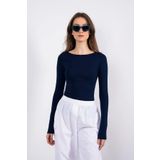 SHEISMONO Ultra Soft Kayık Yaka Bluz Lacivert