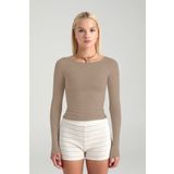 SHEISMONO Ultra Soft Kayık Yaka Bluz Vizon