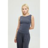 SHEISMONO Ultra Soft Kayık Yaka Kolsuz Bluz Füme