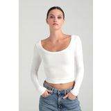 SHEISMONO Ultra Soft Oval Yaka Bluz Ekru