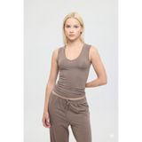 SHEISMONO Ultra Soft V Yaka Kolsuz Bluz Vizon