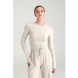 SHEISMONO Ultra Soft Yuvarlak Yaka Bluz Bej