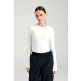SHEISMONO Ultra Soft Yuvarlak Yaka Bluz Ekru
