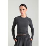 SHEISMONO Ultra Soft Yuvarlak Yaka Bluz Füme