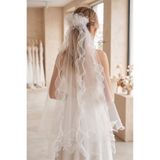 SHEKA Elegant Gelin Duvağı, Dalgalı Misinalı Beyaz Gelin Duvağı 75cm Uzunluk, Taraklı, Avrupa Hayal Tülden