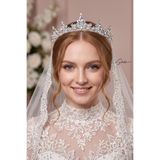 SHEKA Prince Model El İşlemeli Boncuklu Zarif Gelin Tacı, 4.5cm Yükseklik - %100 Kristal Taşlı Taç - Düğün Tacı - Nikah Tacı - Balo Tacı -Prenses Tacı