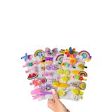 SHEKER HOME 3 Set Kız Çocuk Renkli Pens Toka Seti Meyve Gökkuşağı Çiçek Figürlü Çıtçıt Toka Saç Aksesuarı