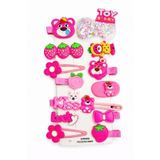 SHEKER HOME Kız Çocuk & Bebek Pembe Ayıcık Pens/Çıtçıt Toka Seti 14 Adet – Karışık Saç Aksesuarı