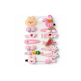 SHEKER HOME Kız Çocuk & Bebek Pembe Pens/Çıtçıt Toka Seti 14 Adet – Karışık Saç Aksesuarı