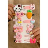 SHEKER HOME Kız Çocuk Ve Kız Bebek Hello Kitty Pens Çıtçıtlı Pembe Toka Seti - 14 Adet