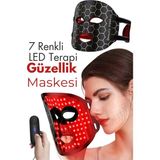 Sheland Pro Kumandalı 7 Renk LED Yüz Maskesi Esnek Silikon Yüz Şekline Göre Şekillenen Yüz Maskesi - SİYAH