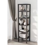 Shelf 6 Katlı Düzenleyici Plastik Raf Ünitesi Siyah, Kitaplık, Mutfak, Banyo Rafı Dolabı, Saksılık Siyah
