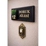 Shelife Kişiye Özel Ahşap Kapı Isimliği Çiçekli – 10X20 cm Mdf Dekoratif Kapı Tabelası - Siyah