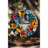 SHELİFE 🦋 Rengârenk Karşılama: 3D Görünümlü UV BASKI Kelebek Desenli MDF Kapı Süsü (20 cm)