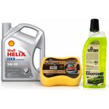 Shell Helix Hx8 Motor Yağı 5W-30 4 Litre + Oto Şampuan 1000 Ml + Yıkama Süngeri