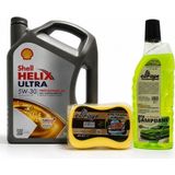 Shell Helix Ultra Pro Ag 5W-30 5 Litre + Oto Şampuan 1000 Ml + Yıkama Süngeri