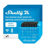 Shelly 2L Gen3 Bypass, WLAN ve Mat Akıllı Anahtar, 2 Kanal, Alexa, Google Home, HomeKit, Hub Gerekmez, Uzaktan Kumanda, Nötr İletken Gerekmez, 5 W Üzerindeki Yükleri Kontrol Eder