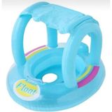 Shem Float Mavi Renkli Şişme Oturaklı Gölgelikli Bebek Simidi 71×60 cm Güvenli Deniz Havuz Flotörü
