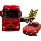 Shem Rastar R/C Uzaktan Kumandalı Mercedes Actros Tır + Amg Gt Araba - Kırmızı