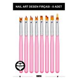 Shena Nail Art Tırnak Fırçası Seti 8 Adet - Gradyan ve Çiçek Desen, Protez Tırnak, Kalıcı Oje Desen Kalemi