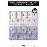 Shena Protez Tırnak Seti 2li 1000 Adet | Kemik Yarım Ay Tips + Şeffaf Yarım Ay Tips Numaralı