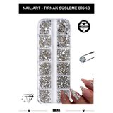 Shena Tırnak Süsleme Taşları 12li Disko Pırlanta Gümüş Nail Art Süs Parlak