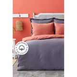 Sheri Home Tekstil Basic Antrasit Terecota Çift Taraflı Çift Kişilik Nevresim Takımı