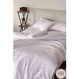 Sheri Home Tekstil Lüks Otel Nevresim Takımı 83 Tel Çift Kişilik Çizgili Saten 2 Adet Yastık Kılıfı