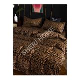 Sheri Home Tekstil Mocha Leopar Desen Lastikli Çarşaf Çift Kişilik Nevresim Takımı King8892219694888