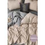 Sheri Home Tekstil Pure Bej Castle Çift Kişilik Nevresim Seti(YORGAN KILIFI 2 Lİ YASTIK KILIFI) %100 Pamukbej
