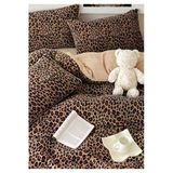 Sheri Home Yeni Çarşaflı Leopar Desen Çift Kişilik Nevresim Takımı Tr888736636557721