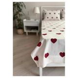 Sheri Home YENİ Çift Kişilik Lastiksiz Çarşaf Ve 2 Adet Yastık Kılıfı(Kalpli Çarşaf 200 X 220)