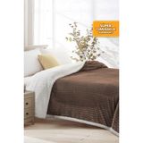 Sherpa Battaniye Tek Kişilik Çizgili Yumuşak Peluş Wellsoft Yatak Örtüsü Koyu Kahve - 150 x 200 cm - Koyu Kahverengi