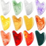 Sherr 12 Adet Gua Sha Yüz Aletleri Kalp Şekilli Masaj Guasha Aracı Yüz Kazıma için Guasha Taş Masajı Spa Kadınlar için Guasha Kurulu Vücut Cilt Bakımı Kas Gerginliğini Azaltır, 12 Renk (Retro Renk)