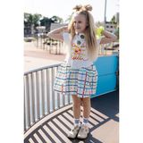 SheShe Kareli Tshirt Kız Çocuk Elbisesi - 00-Beyaz - 4 - 5 Yaş