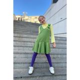SheShe Kaşe Kareli Kumaş Elbise ve Pamuk Bluz Takım - Yeşil - 4 - 5 Yaş