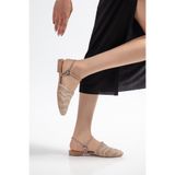 SHESTORE Önü Kapalı Kadın Taşlı Günlük Hasır Sivri Burun Sandalet & Terlik -Bir Numara Büyük Alın