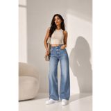 SHEVEGA Kadın Açık Mavi Tint Yıkama Bol Paça Straight Jeans Salaş Kot Pantolon