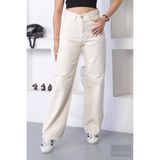 Shevega Krem Bol Paça Salaş Pantolon - 40