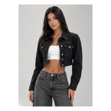 SHEVEGA Siyah Kısa Modern Fit Boyfriend Denim Jean Crop Ceket