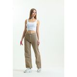 Shevega Vizon Bol Paça Salaş Pantolon Wide Leg Jean - 42 - Açık Vizon