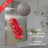 SHG HOME Paslanmaz Çelik Kesme Tahtası 3lü Set 23x34 /20x30 cm + Saklama Kılıfı + Kaydırmaz Mat HEDİYELİ - Premium Set