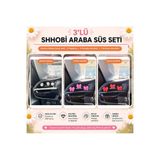 SHHOBİ 9'lu Karma Klima Süs Seti: 3 Papatya + 3 Pembe Kurdele + 3 Kırmızı Kurdele Araç İçi Aksesuar