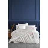 Shi Emma Çift Kişilik Nakışlı Nevresim Takımı | %100 Pamuk Saten | 6 Parça | Kutulu Çeyiz Seti - 200 x 220 cm - Beyaz