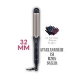 Shibowavy 32 mm Seramik Kaplama XL Saç Maşası (Ayarlanabilir Isı , Hediye Eldiven , Uzun Başlık)